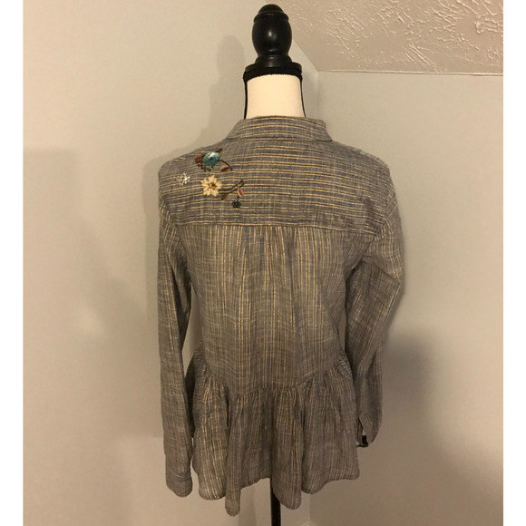 Anthropologie HD in Paris Ella Embroidered Sequin Peplum Top - Size Small - Picture 5 of 14